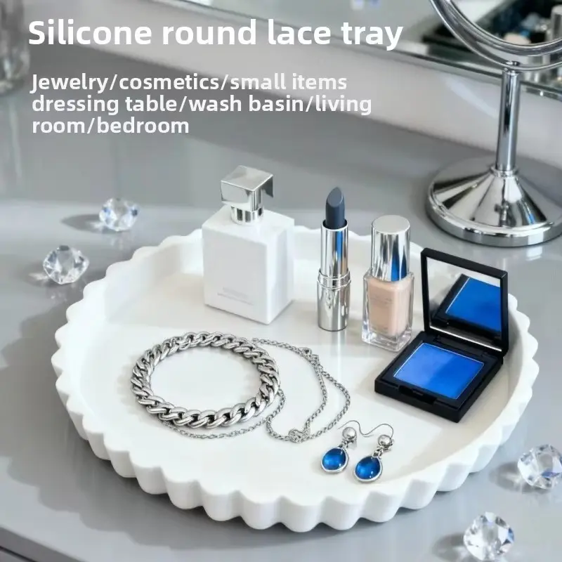 Silicone Bathroom Tray, Jewelry Tray, Kitchen Tray, Toiletries Tray, Vanity Tray, Storage Tray, 1 Piece, Durable & Versatile Design