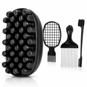 4PCS Twist Hair Sponge Brush Set for Natural Hair, Curl Sponge Rake, Afro Pick Comb & Edge Brush, Dreadlock Coils Styling Kit for Men Women, Hair Brushes for Curly Hair, Hair Styling Tools