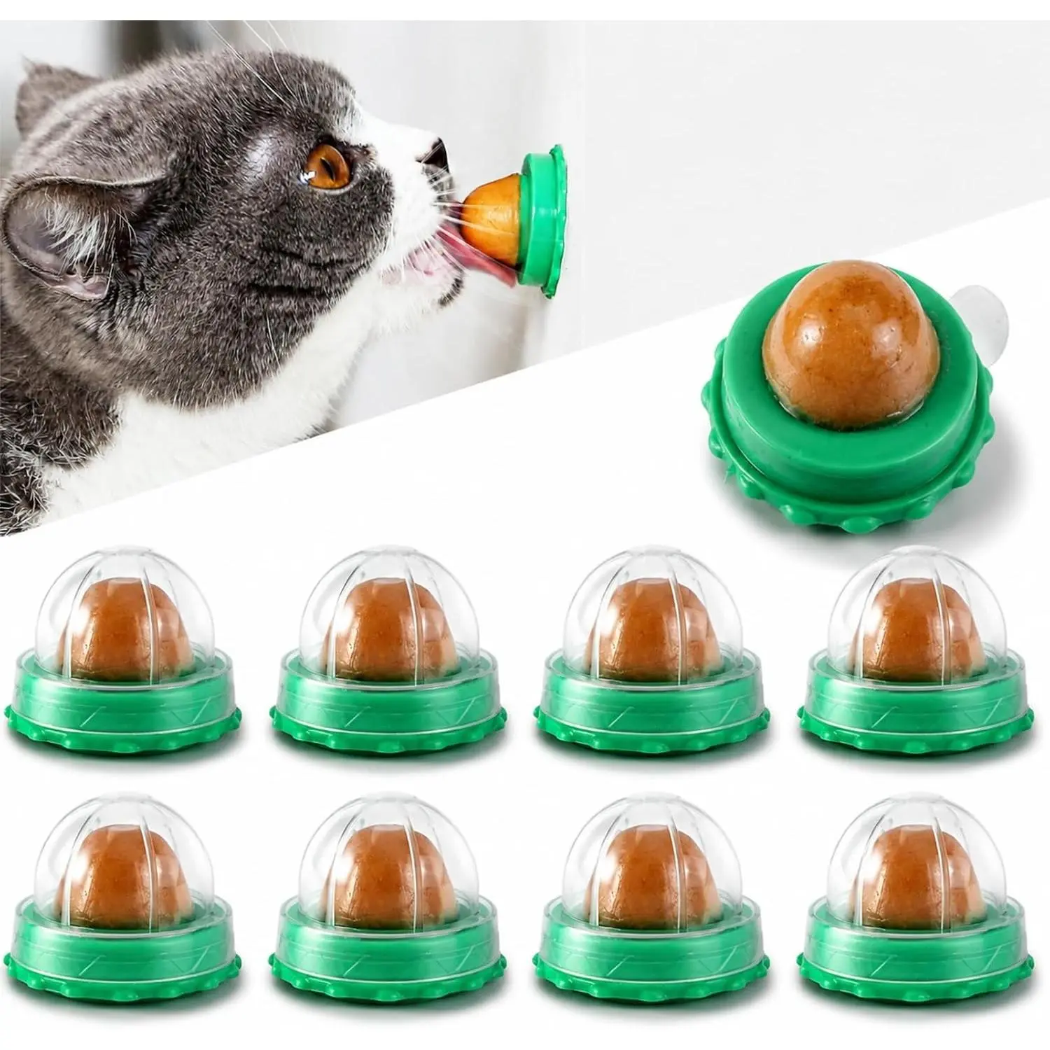 9 Pack Cat Snacks Candy Ball, Cat Energy Ball Toys Includes Catnip | Adhesive Wall Lickable Sugar Balls, Edible Kitty Toys - Healthy Safe Cat Treats Balls, Kitten Chew Toys for Teeth Cleaning