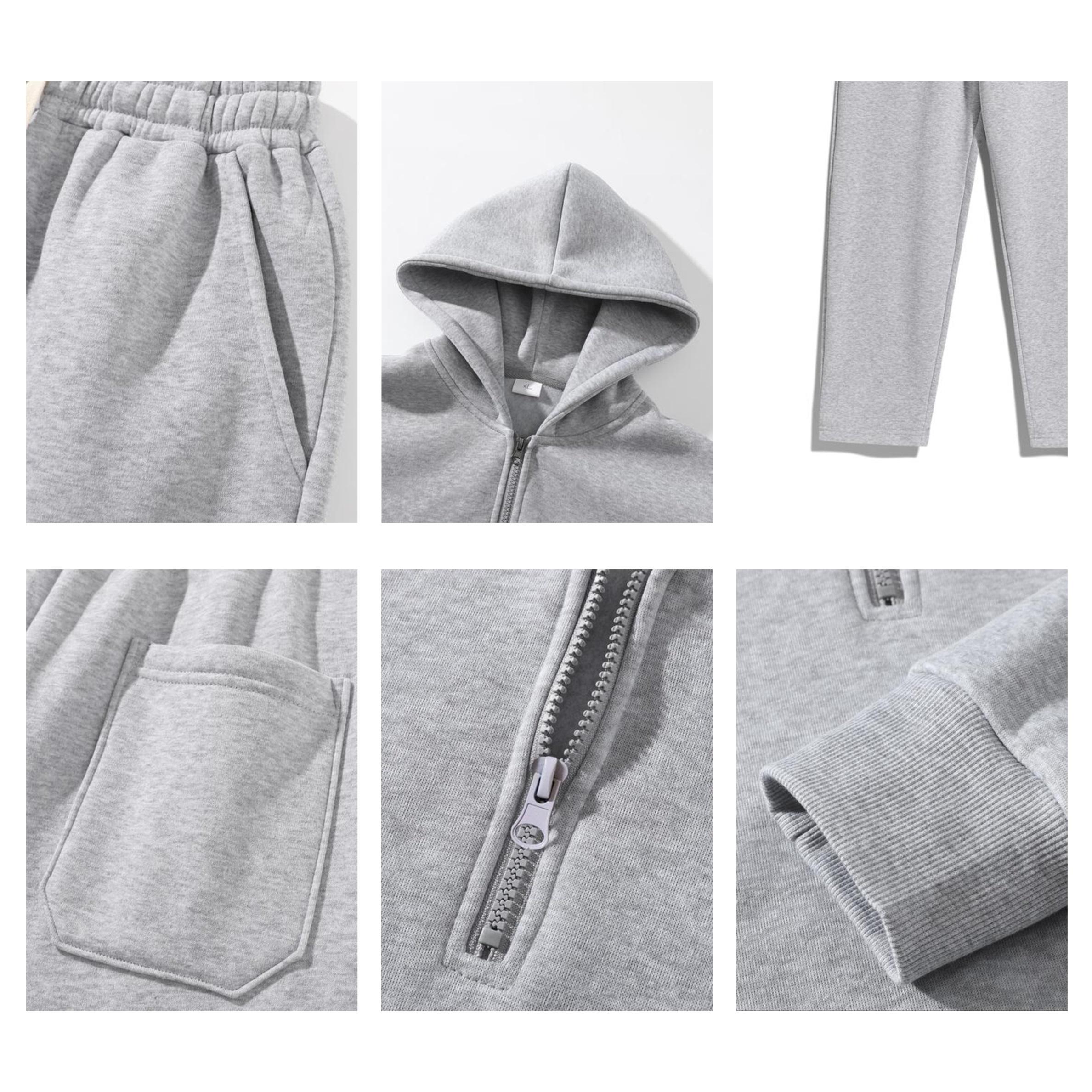 Men's Plain Two Piece Sweatsuit Set Basic Regular Fit Drop Shoulder Half Zip Hoodie & Drawstring Sweatpants with Pockets Casual Long Sleeve Fall Winter Streetwear Tracksuit Comfortable Men's Outfit for Daily Indoor Outdoor Wear