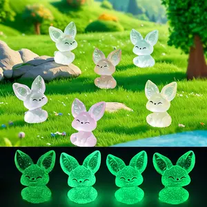 20/30pcs Cute Glowing Fox Figurines with Ears, Glow In Dark Fox Animal, Ideal for Fairy Garden Night Light Decor, Small Bonsai Ornament, Adorable Home Decoration