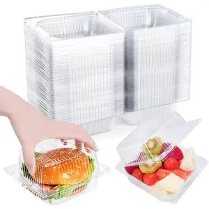 100 Pack Clear Clamshell  Containers, Disposable Plastic Hinged Clamshell Take Out Container with , To Go  Containers for Dessert, Hamburger, Cakes Slice, Cookies, Salads, Snacksetc