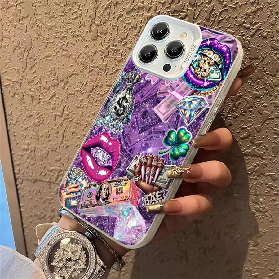Luxury diamond banknote pattern phone case, drop-resistant hard case, stylish and personalized, can be given as a gift to friends, suitable for iPhone 17/16/15/14/13/12/11/X/XS/XSMAX/XR/7P/8P/16E/17E