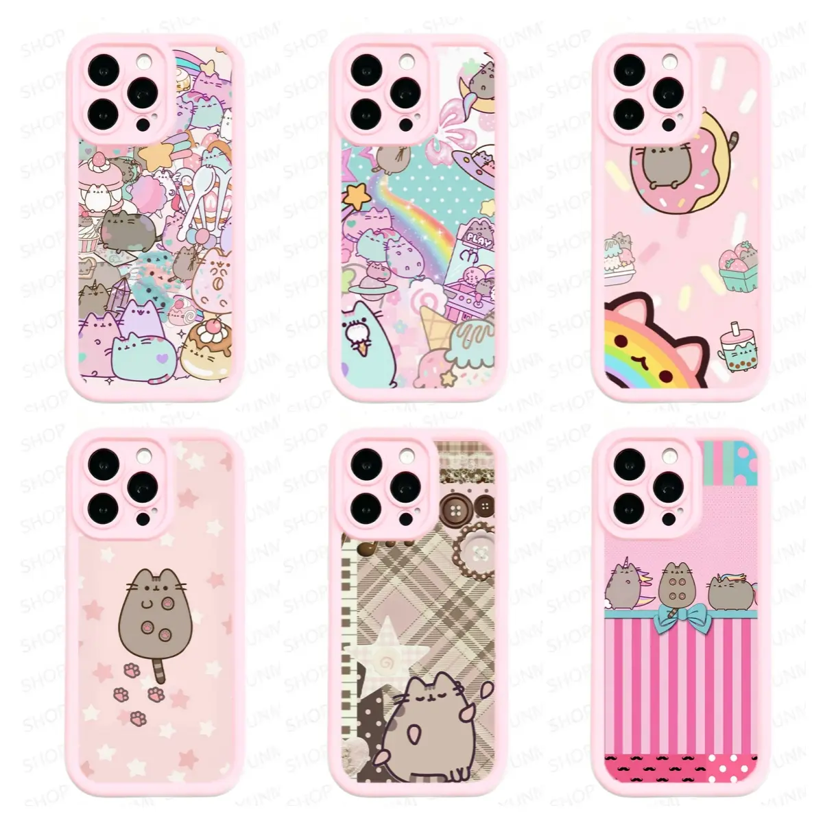 P.usheen Cat Pastel Rainbow Space Style | Cute Claw Machine UFO & Ice Cream Rainbow Graphic | Kawaii Galaxy Pastel Phone Shell | for iPhone 17/16/15/14/13/12/11ProMax Plus for Samsung phones, suitable for both men and women, Perfect Gift for Women Men. Ce