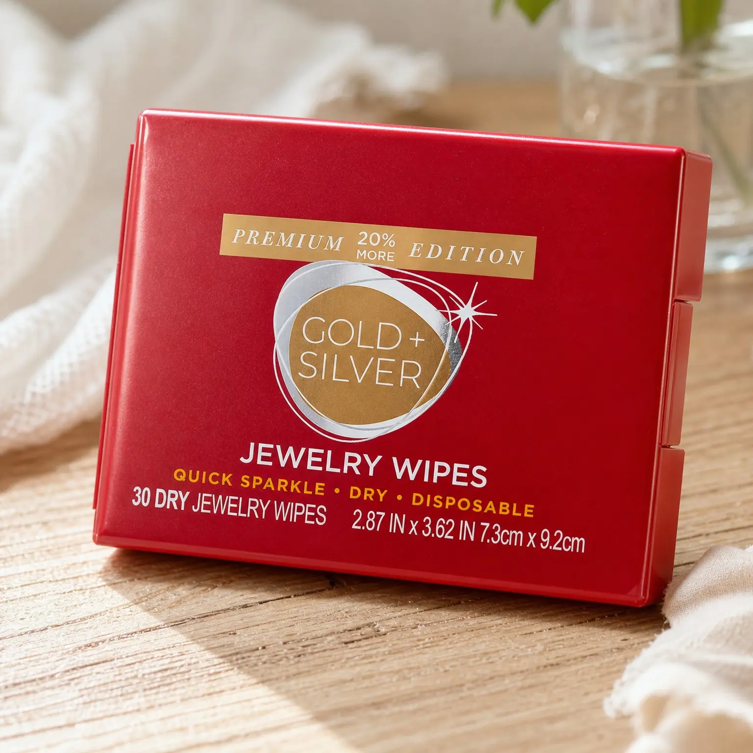 Premium Compact No-Rinse Jewelry Cleaning Wipes for Gold & Silver - Polish & Remove Tarnish to Restore Brilliance, Dry Disposable Wipes, Diamond Dazzle StikGift
