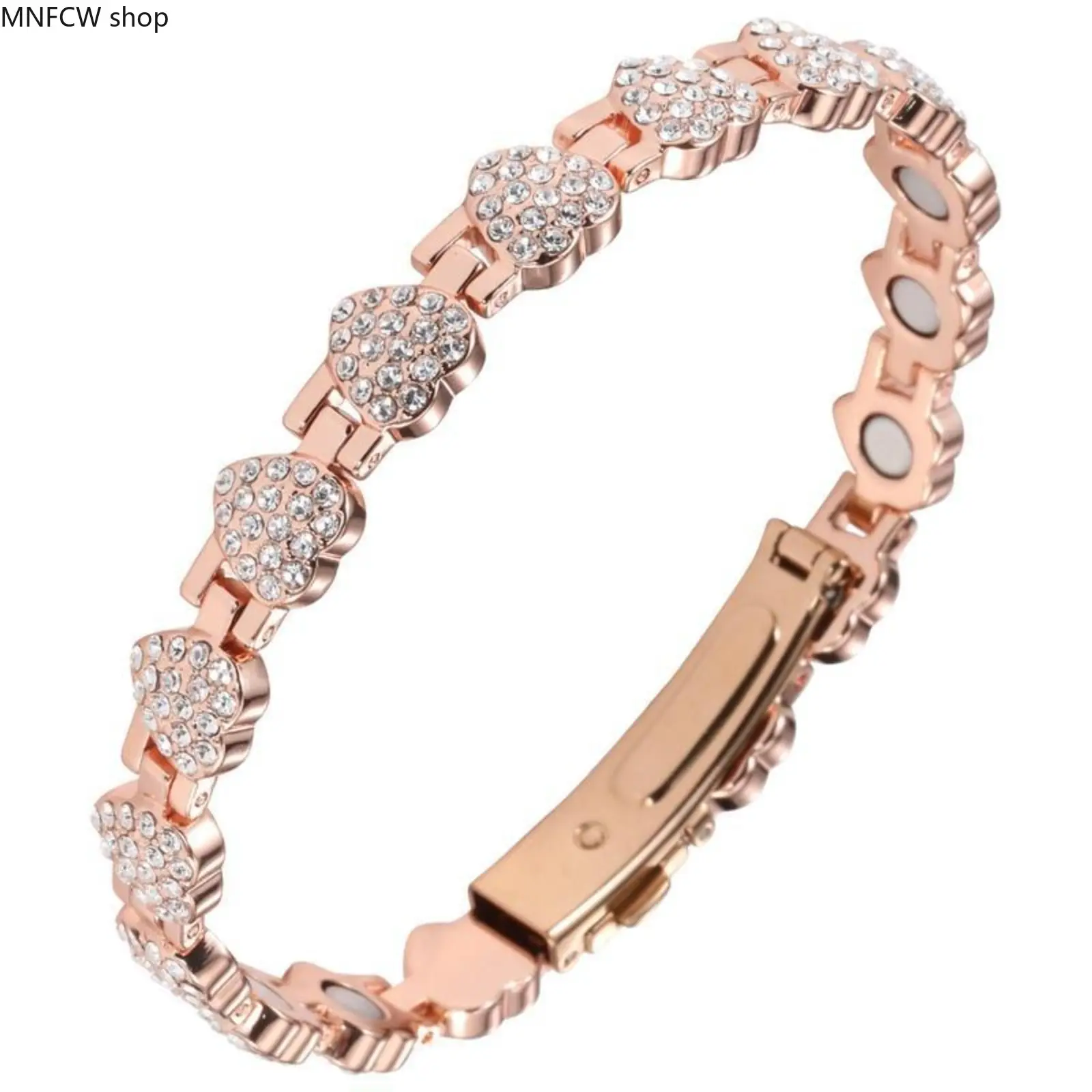Luxury Rhinestone Anti-Static Magnetic Bracelet - Unisex Sparkling Crystal Chain Jewelry with Magnetic Clasp, Elegant Health & Wellness Accessory for Sports, Camping Hiking Use, Daily Wear, Chain Link, Adults