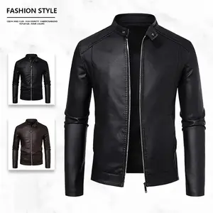 18ACTIVEKITMen's leather jacket slim fit fashionable style high-quality fabric brand jacket black