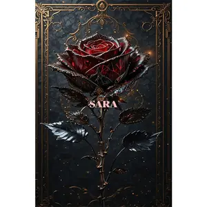 1 Pack 5D Diamond Painting Kit Red Rose with Black Leaves Includes All Tools Unframed Sparkling Rhinestones for Home Wall Decor Living Room Bedroom Art Craft Gift