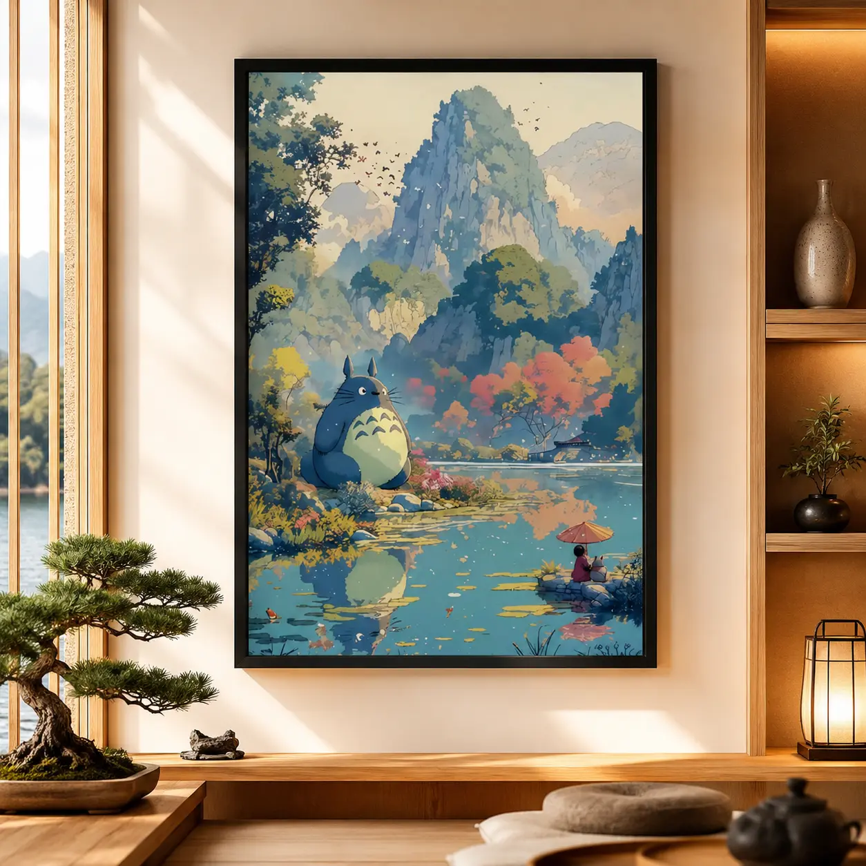 My Neighbor Totoro Anime Poster, Totoro Studio Ghibli Art Print Anime Posters, Canvas Wall Art Print, Japanese Anime Room Decor for Bedroom Dorm Office Nursery, Cute Movie Wall Decor, Gift for Anime Fans, Kawaii Room Decor, Anime Collector Gift