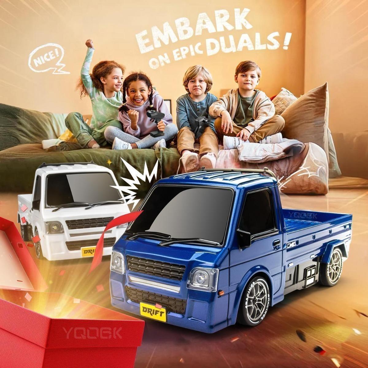 1: 24 scale remote control mini, light truck, four-wheel drive off-road design, built-in LED lights, ideal gift for adult boys and girls' birthdays and Easter.