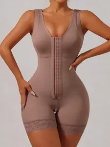 1 Count Women's Butt Lifting Tummy Control Breathable Comfort Shapewear, Fajas, Colombian Shapewear, Solid Color High Compression Full Body Shaper, Zipper Crotch Design Bodysuit with Adjustable Hook, Perfect for Party & Sporta & Outgoing
