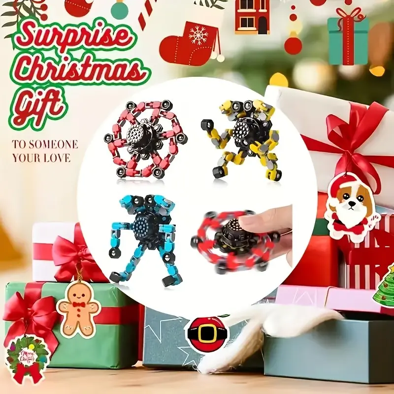 4 Random Color Transforming Robot Fidget Spinners, Adult & Kids Stress Relief Sensory Toys, Festival Party Gifts Awards
