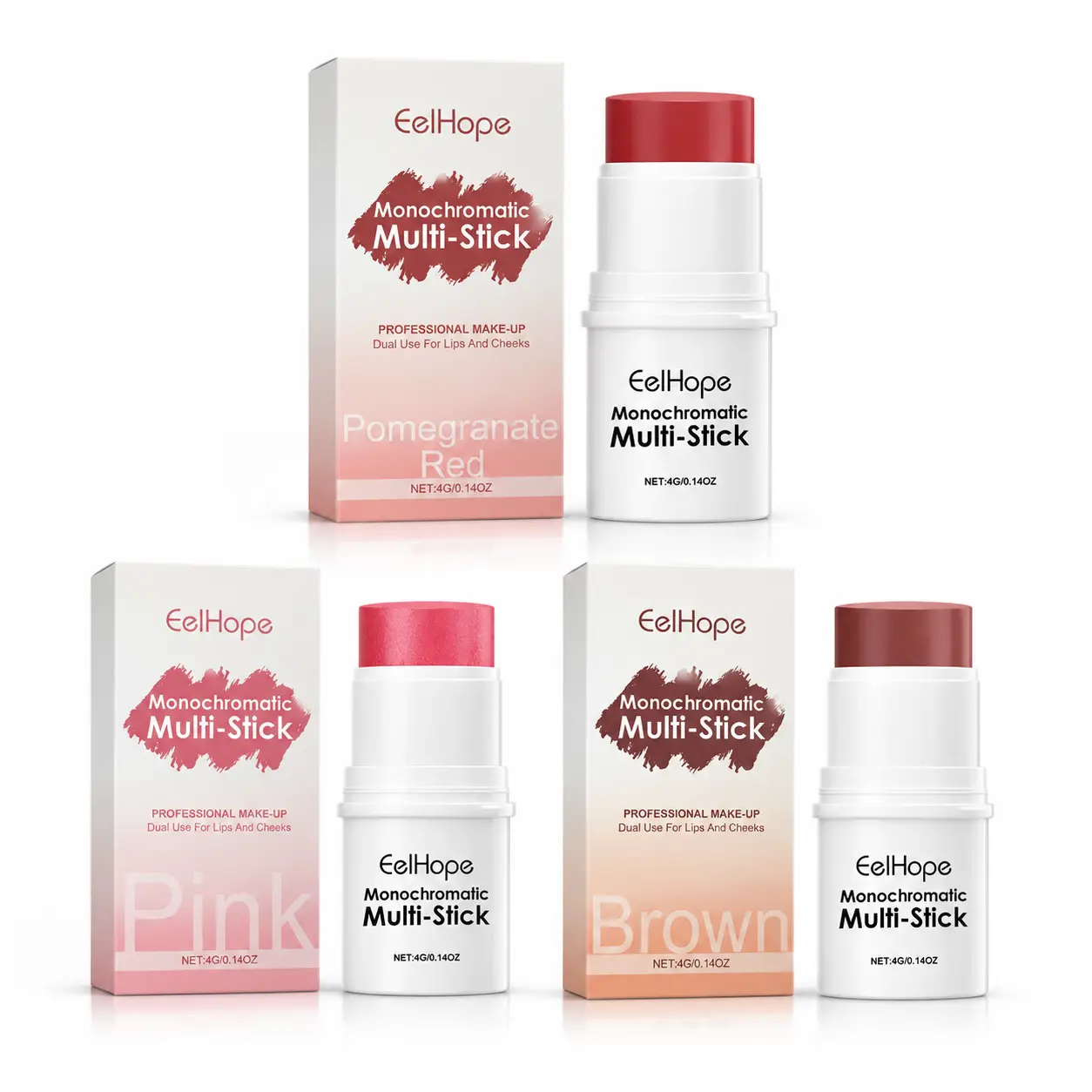 3-in-1 Multi-Use Cosmetic Beauty Stick, Cream Stick Blush, Eyeshadow & Lip Tint - Hydrating Lightweight Blending Balm for Radiant Glowing Makeup