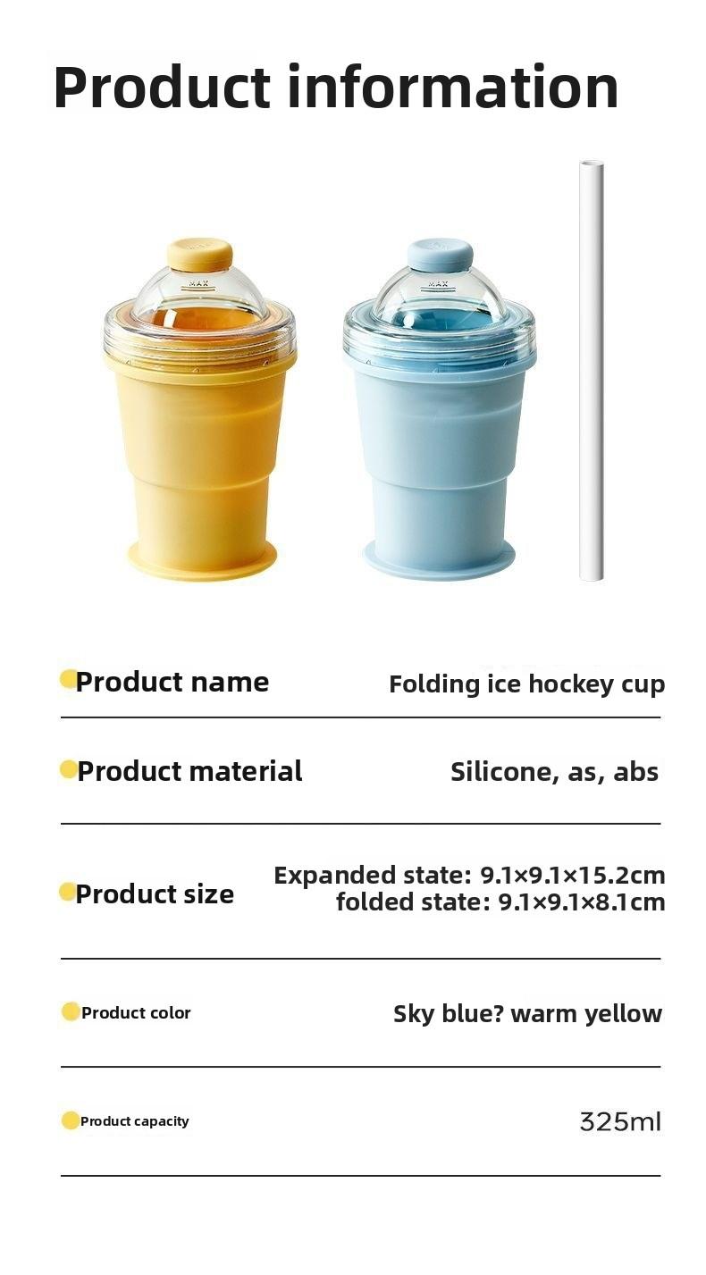 Portable Foldable Ice Ball Cup Silicone Food Grade Ice Maker With Straw Summer Outdoor Travel Mug