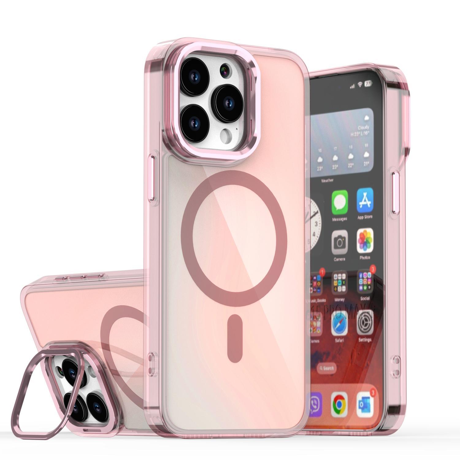Oceantree For iPhone 17 16 15 14 13 Pro Max Gradient Laser Case Magnetic Camera Stand Cover Translucent Matte Case  Mag Safe with Camera Lens Glass Protective Cover Aluminium Protection Shockproof Wireless Colorful Protector #MothersDayGift#SummerVibes