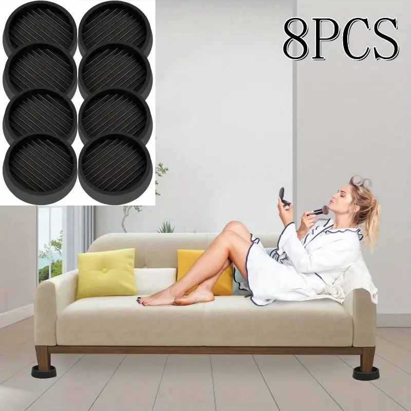 8-piece set of caster cups, round rubber furniture cups, anti slip furniture caster cups, furniture floor protectors