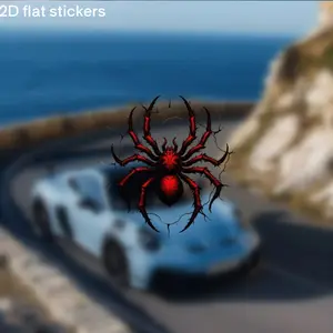 2D flat decorative stickers featuring brightly colored spider designs- perfect for cars, projects, and items like bicycles, laptops, and water bottles, making them an excellent gift for occasions like Halloween and birthdays