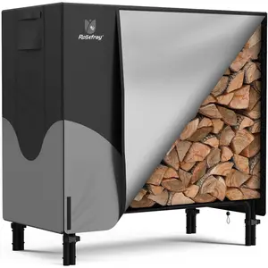 4ft Firewood Rack Cover,Heavy Duty 600D Wood Rack Cover with Waterproof Oxford Weather Resistant Indoor Outdoor Storage Wood Cover for Log Holder Blackgry