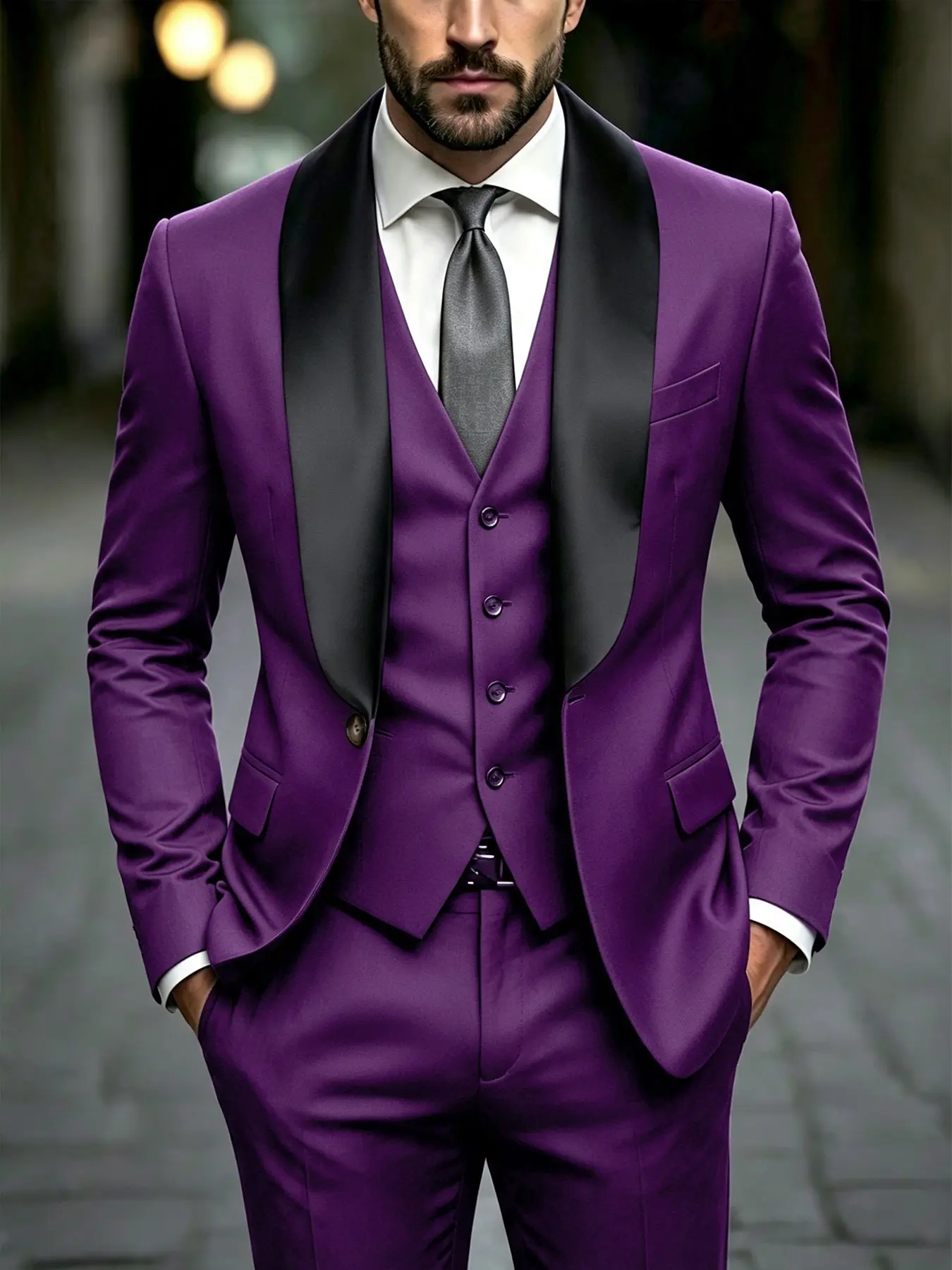 Men's Plain Tuxedo Suit Jacket, Satin Notch Lapel, Single Button, Formal Outerwear for Weddings and Evening Events