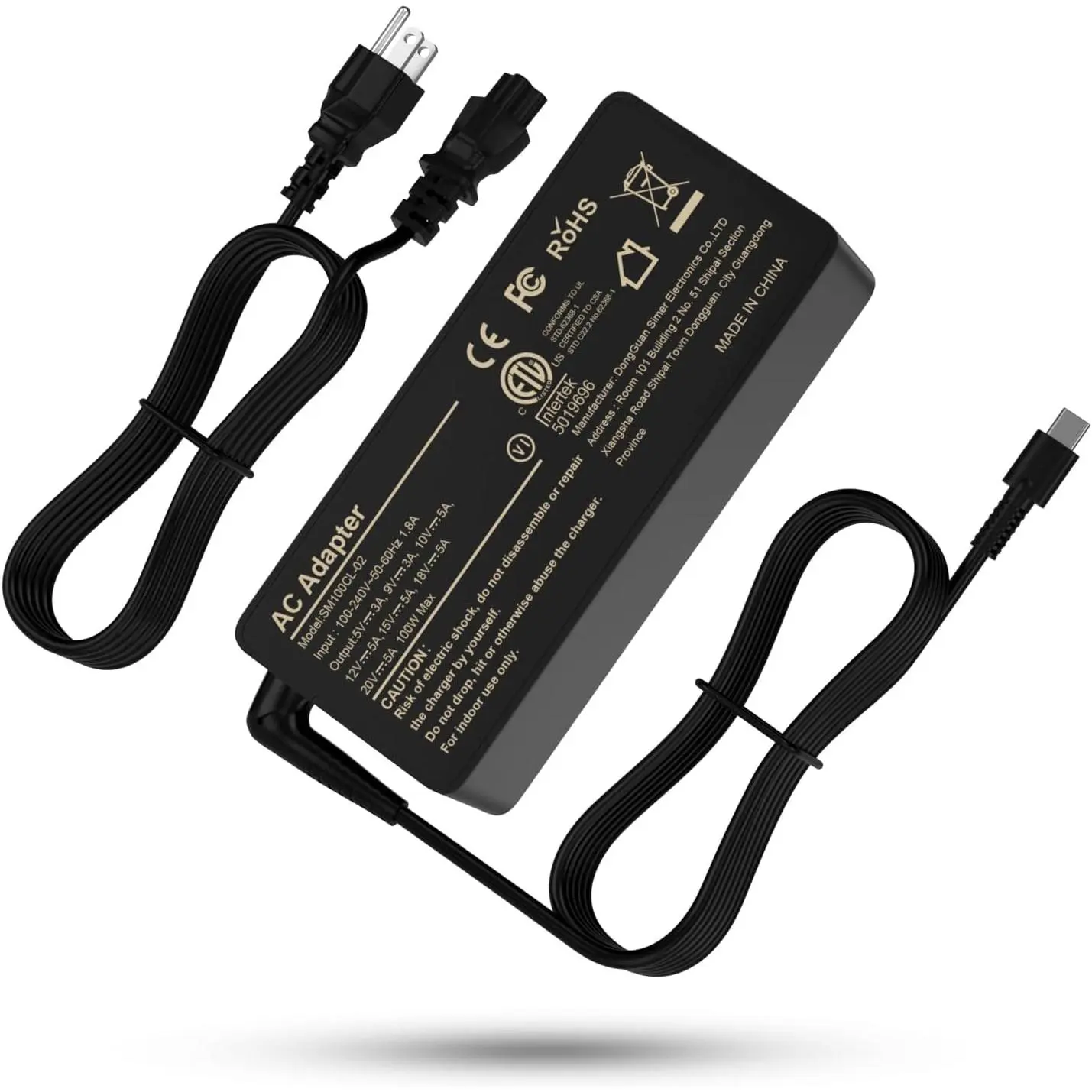 100W USB C Laptop Charger,  USB-C Power Adapter Compatible with  ThinkPad, , , , , MacBook, Chromebook and , PD 3.0 Type C Notebook Power Cord