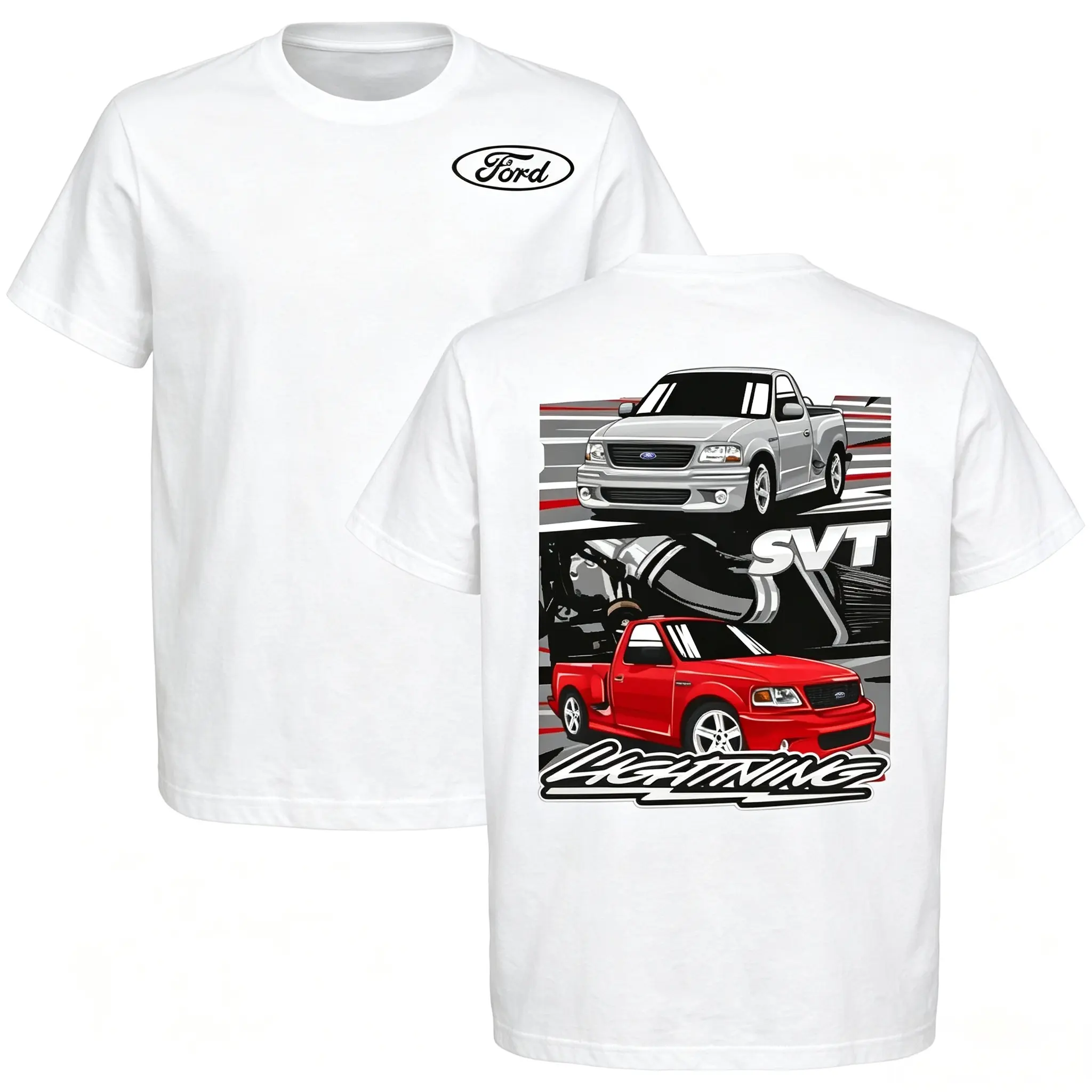 Ford SVT Lightning Graphic T-Shirt Short Sleeve Premium Cotton Tee for Truck Fans All Seasons Car Enthusiast Made in USA