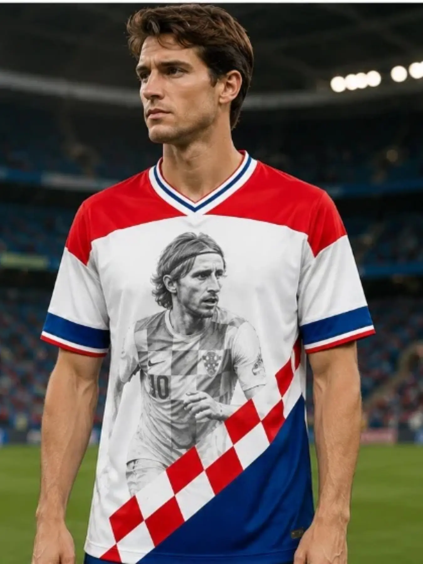 Fan 10 Number V Neck Soccer T-Shirt, Blue Colorblock Quick-Dry Short Sleeve, Loose-Fit Casual Sports Tee for All Seasons