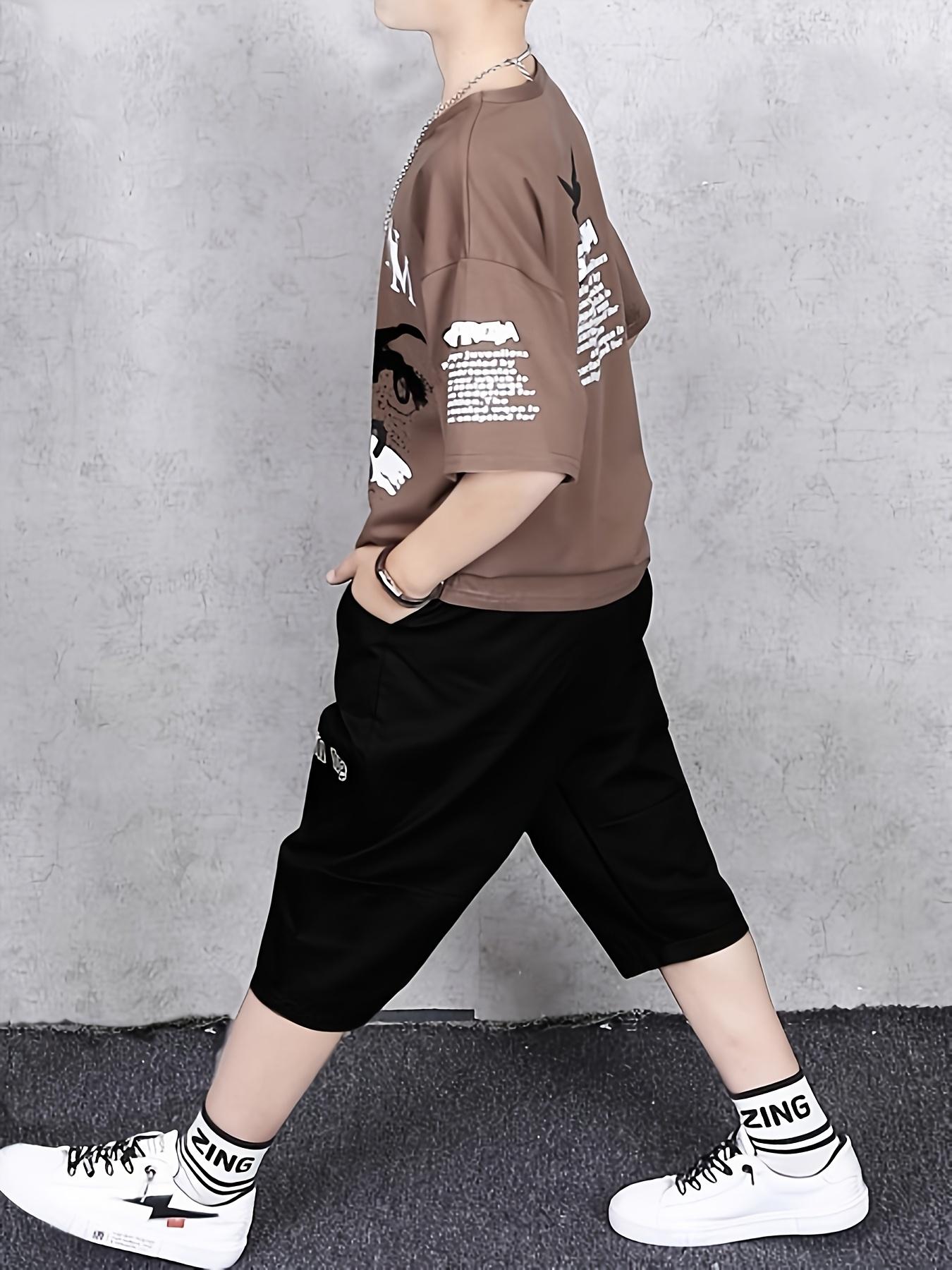 NewBoys' Summer Short Sleeve Set New Baby Fashion Children's Summer Thin Style Boys Cool Handsome Clothes+Pants 2pcs Set, Perfect for Outdoor(Gift)11