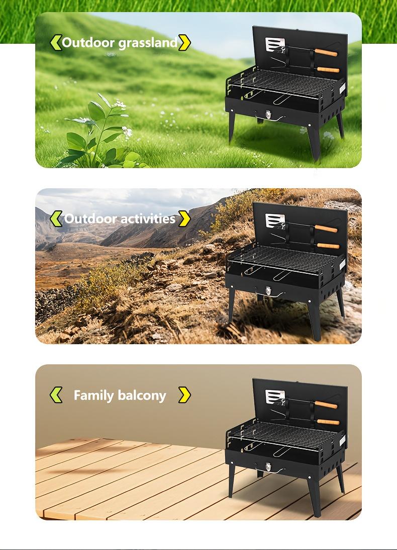 Portable Foldable Outdoor BBQ Grill with Windshield Lightweight Cast Iron for Indoor & Outdoor Use No Assembly Required Charcoal Wood Compatible Durable for Picnics Camping Backyard Cooking Travel wade ostove Portable Foldable Outdoor BBQ Grill with Windshield Lightweight Cast Iron for Indoor & Outdoor Use No Assembly Required Charcoal Wood Compatible Durable for Picnics Camping Backyard Cooking Travel wade ostove