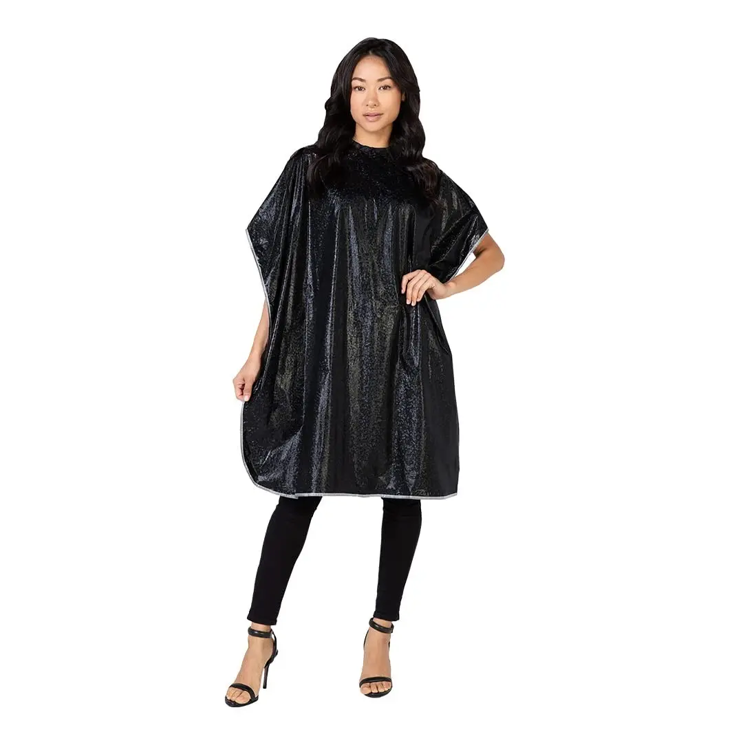 Hair Stylist Shampoo Cape, Vinyl, 36" x 54", Black | Waterproof & Stain Resistant with Soft Nylon Neckband, Touch-and-Close Fastener, Classic Salon Cape