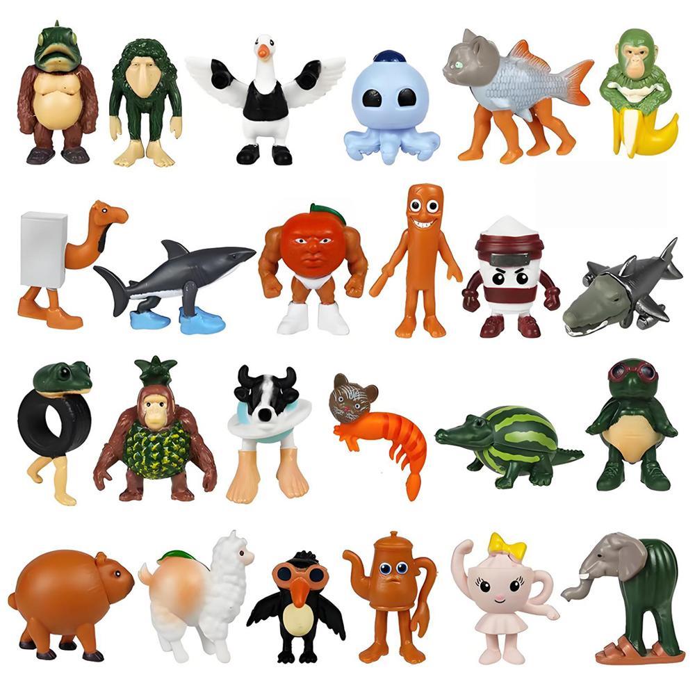 24pcs/set Italian Brainrot Tung Tung Sahur Shark Tralalero Tralala Action Figures Bombardiro Crocodilo Shimpanzini Bananini Toy