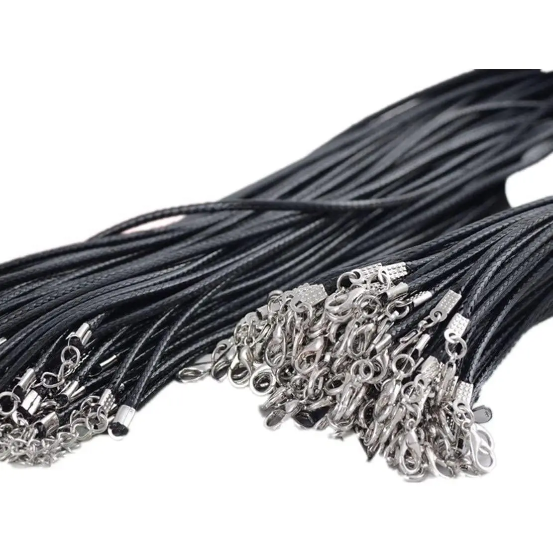 20 count Black Braided Leather Cord Rope Necklace Chain with Lobster Claw Clasp 2.0mm 24''