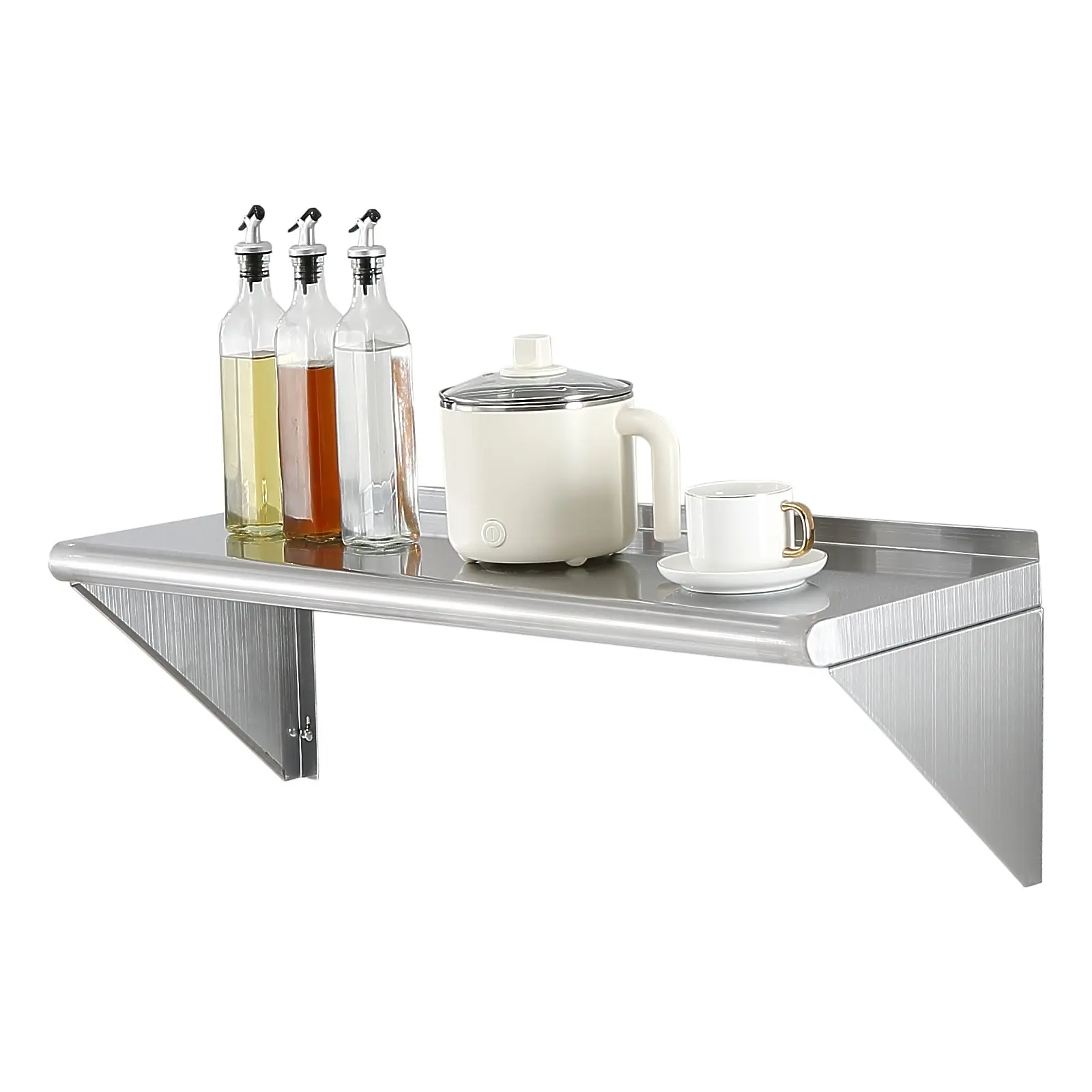 【Summerfinds】VEVOR 12" x 36" Stainless Steel Shelf, Wall Mounted Floating Shelving with Brackets, 250 lbs Load Capacity Commercial Shelves, Heavy Duty Storage Rack for Restaurant, Kitchen, Bar, Home, and Hotel