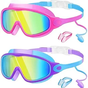 2Pcs/1Pcs Swim Goggles with UV Protection & Anti-Fog, Excellent visibility for water activities, Fit for Boys & Girls Ages 3-15, Premium swimming gear and essential accessories for swimming and water play summerwins