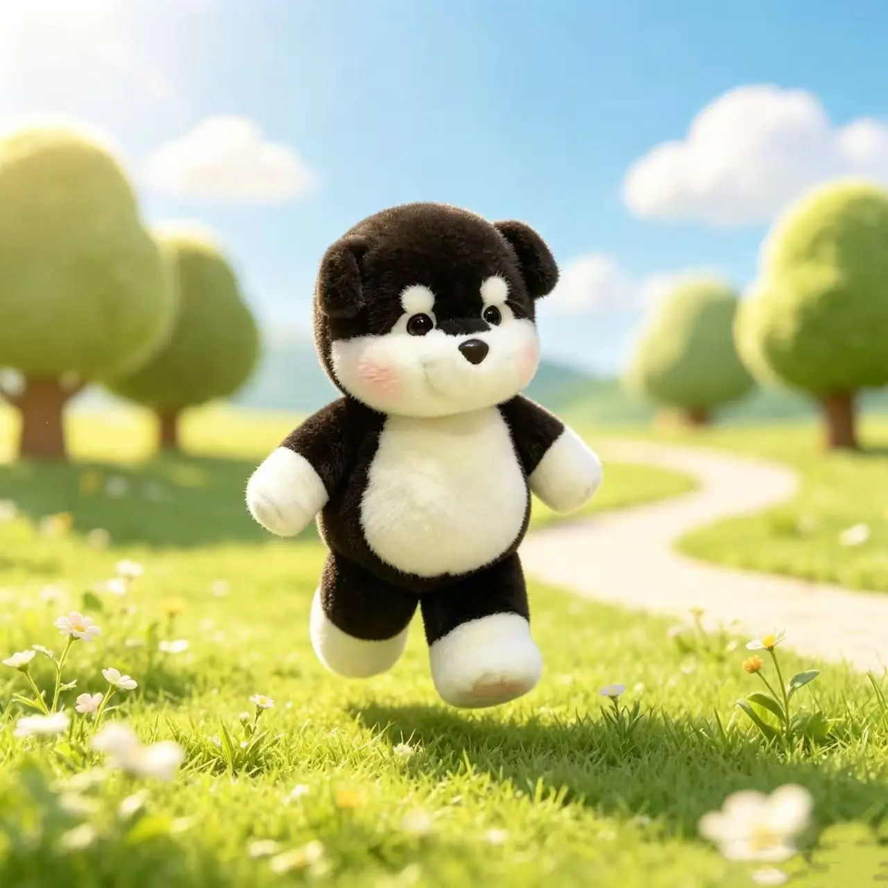 Cute Husky Plush Toy, Soft Long-Haired Running Puppy Doll, Comfort Toy, Birthday Gift, Room Decor Ornament