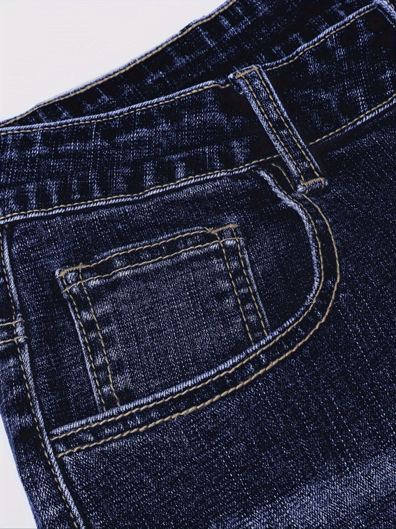 Men's Straight Leg Denim Slim Fit Jeans with Embroidery Design, Comfortable Casual Pants for Daily Wear, Stylish Fashion Bottoms Suitable All Seasons