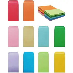 100 Pack Coin and Small Parts Envelopes, Colorful Money Envelopes, 2.25x3.5 Inch, Adhesive Closure