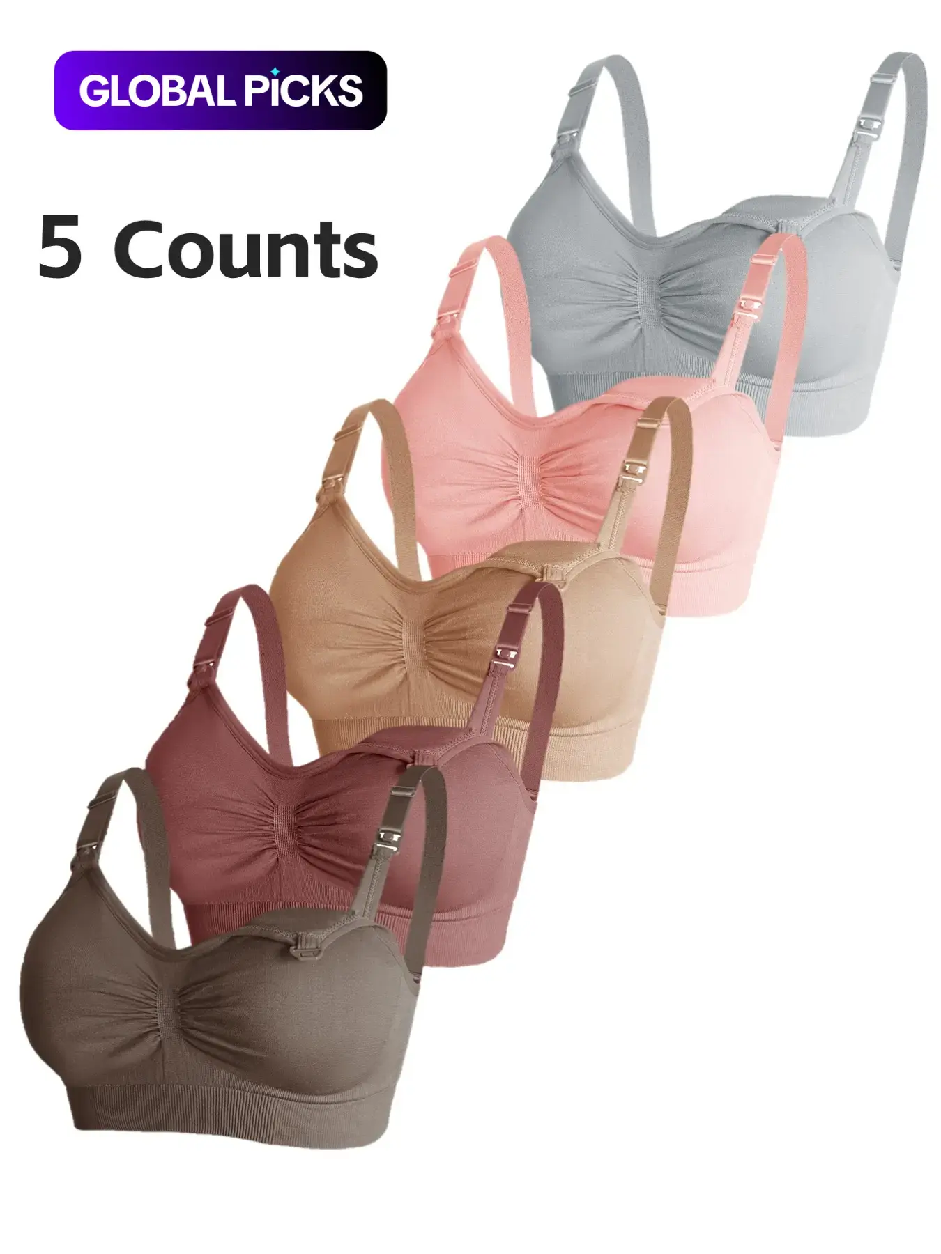 Pregnant Women Breastfeeding Bra Set, Maternity Bras, Adjustable Hooks, Comfortable Elastic Elegant Underwear, No Steel Ring, Solid Color, All Season