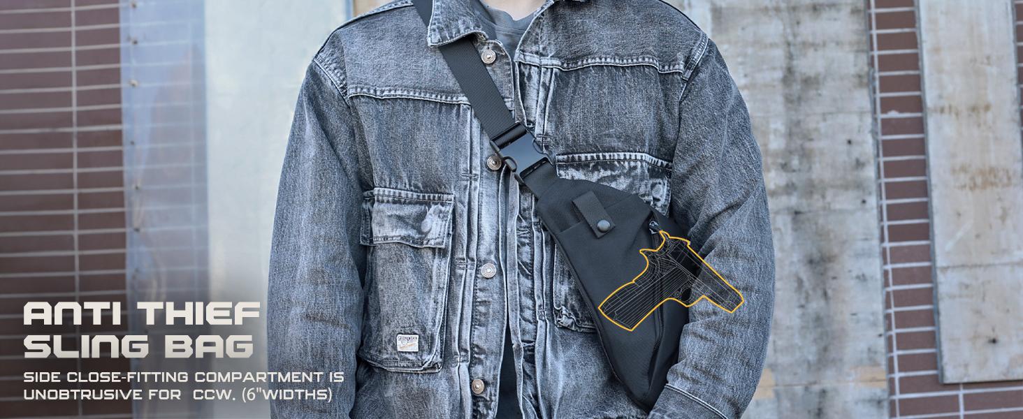 Tactical Crossbody Sling Bag,Concealed Carry Bag for Men Women,Anti Theft Crossbody Bags, CCW Bags EDC Carry Adjustable Strap Satchel
