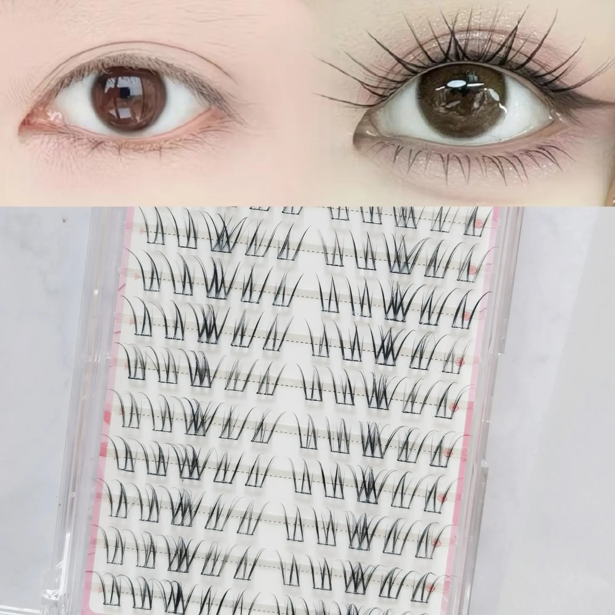 Directly Adhesive False Eyelashes, 100pcs Dense C Curl Lashes, 10-12mm Length, Self-Adhesive, Bold and Seductive Style, Essential for Glamorous Looks