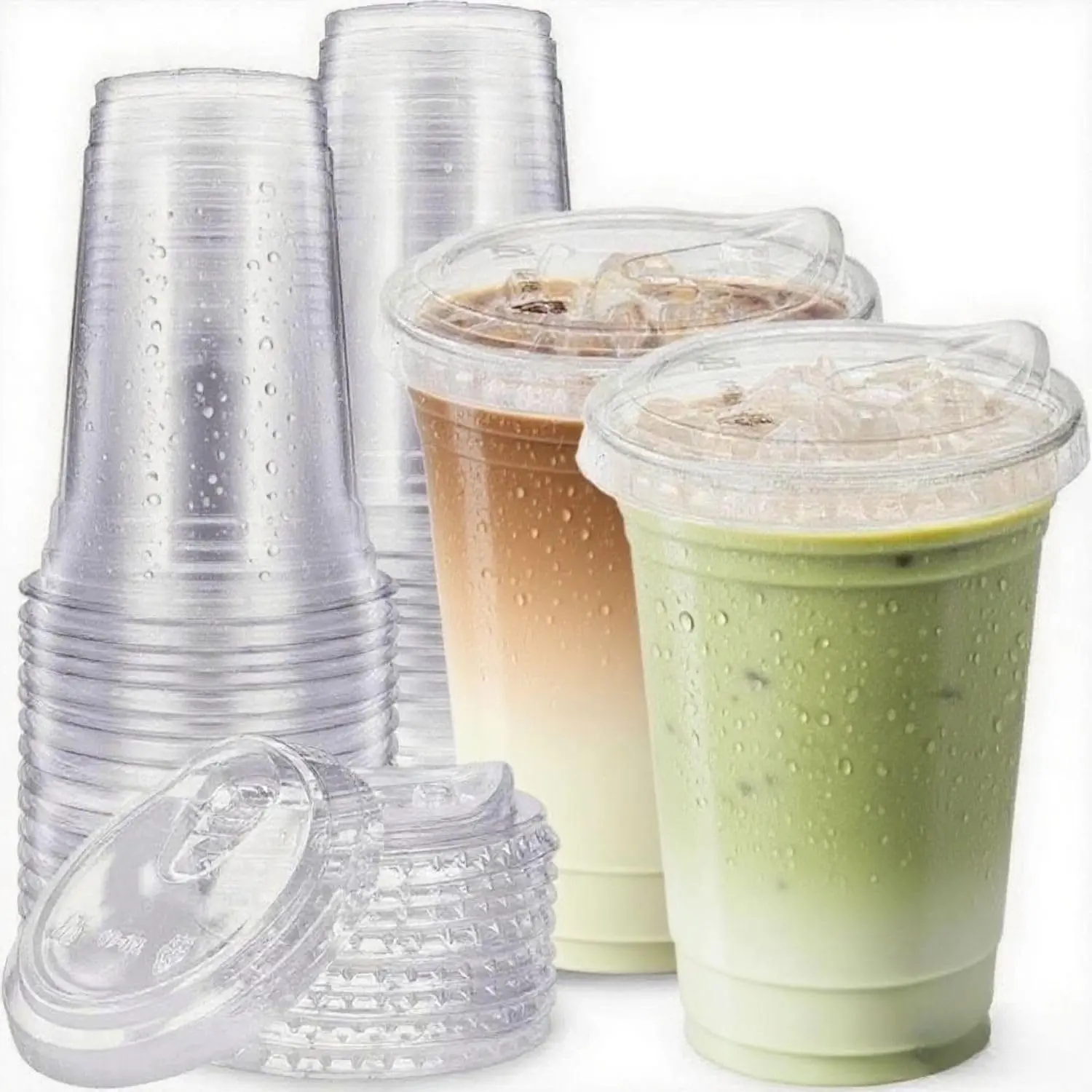 25-Set 16 oz Synthetic Beverage Cups, Disposable Plastic Tumblers with Strawless-Sip Lids for Cold Drinks, Party Use