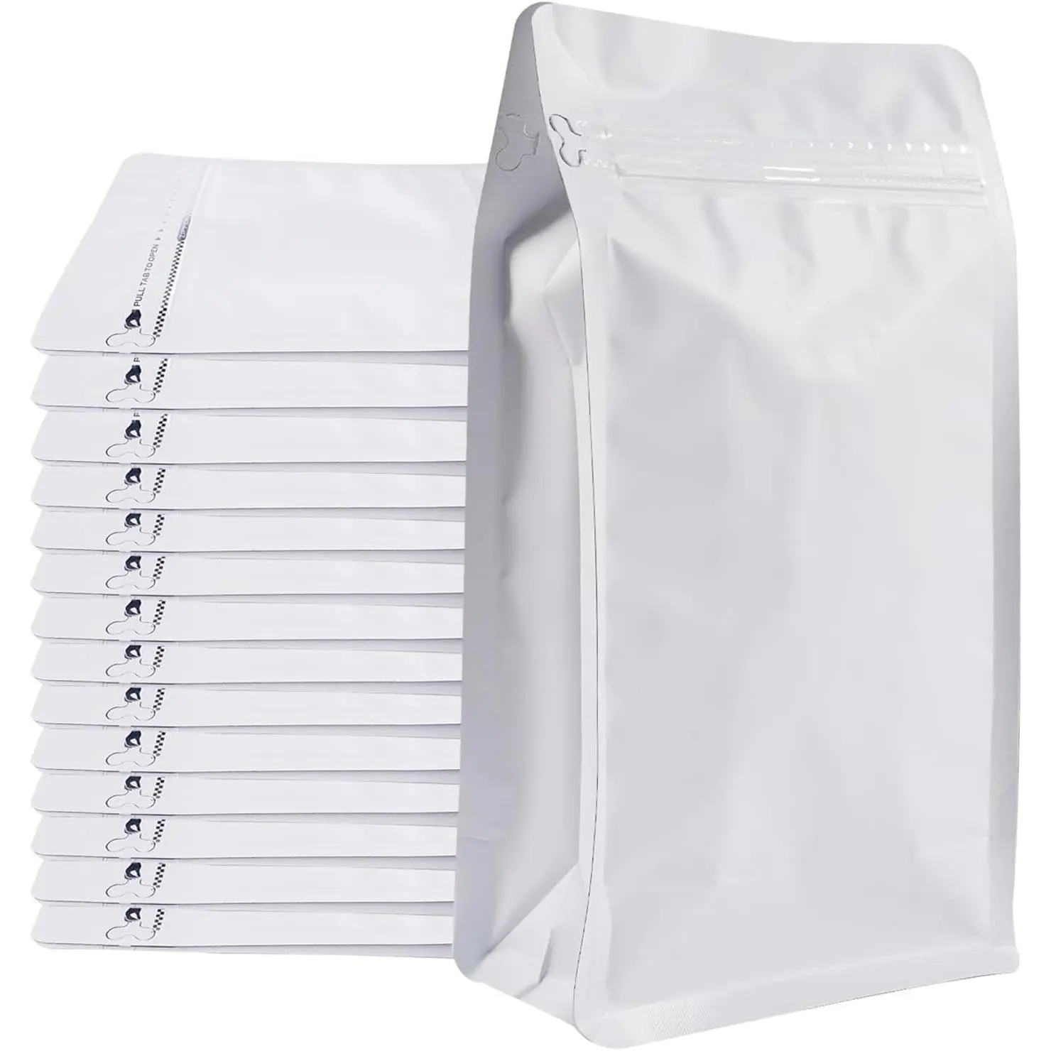 Coffee Bags without Valve (50 PCS,32oz/2lb) White High Barrier  Foil Flat Bottom Standing Coffee Beans Storage Packaging Bags,  Heat Seal Side Zipper Pouches for Small Business &