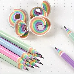 4Pcs random color rainbow pencil, wood color pencil for writing painting, sketching school supplies.