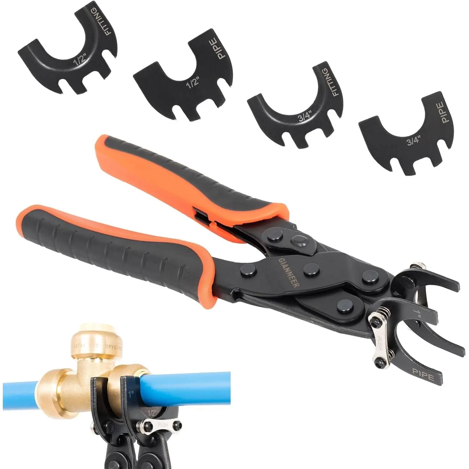 Push-fit Pex disassembly tool for removing 1/2", 3/4", 1" push-fit connectors| Pipe cutter tool, quick release, suitable for tight spaces, Pex pipe fitting remover, compact push-in pipe cutter