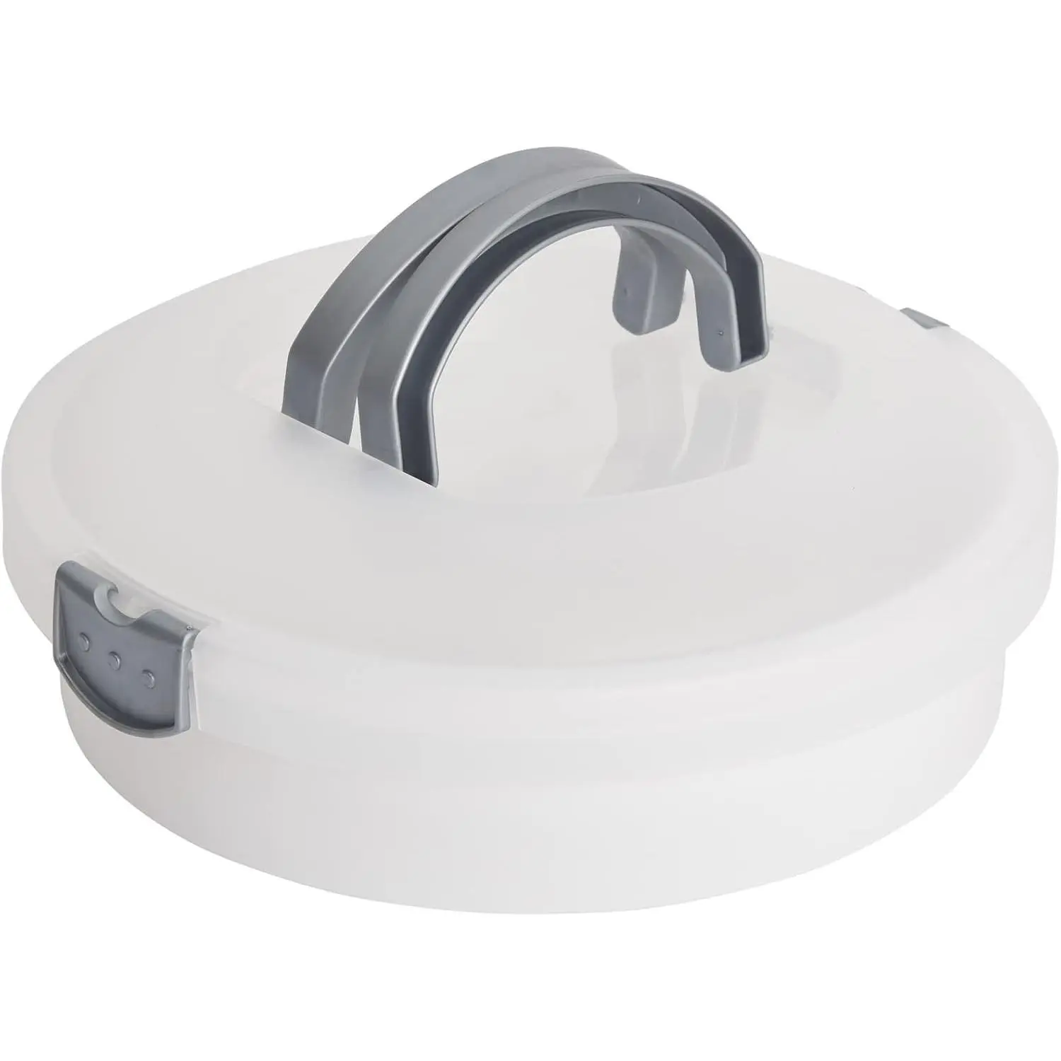 Pie Carrier with Lid & Handle - 12 x 4 in, White Round Plastic - Reusable Plastic Pie Container with Lid for Transport - Cake Carrier & Round Cake Holder