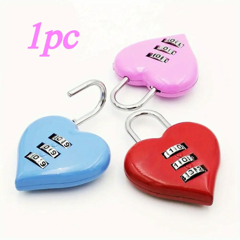 1pc heart lock password lock wedding love lock luggage password lock password lock mini backpack password lock suitcase password lock Lock With Code
