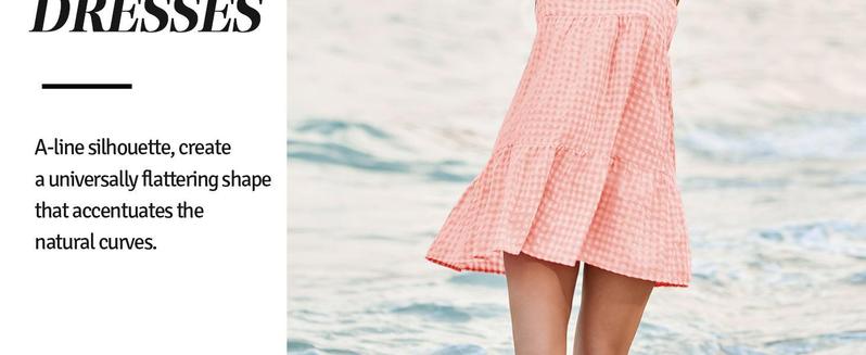 Imily Bela  Womens Cute Plaid A-line Summer Beach Dresses Spaghetti Straps Ruffle Hem Casual Mini Dress with Side Pocket