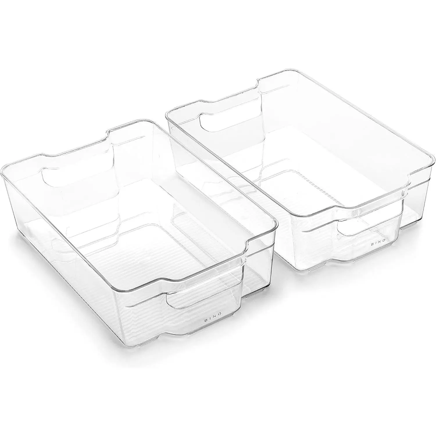 Stackable Storage Bins, Large - 2 Pack | THE STACKER COLLECTION | Clear Plastic Storage Bins | Built-In Handles | BPA-Free | Containers for Organizing Kitchen Pantry | Multi-Use Organizer Bins