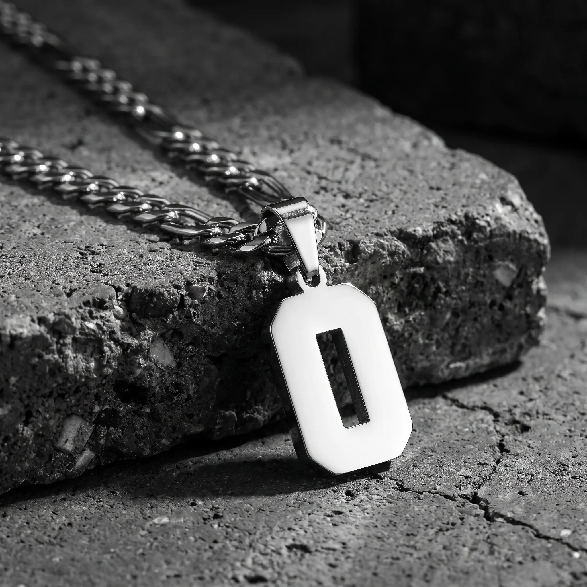 Men’s Numbered Pendant Necklace - 60cm Stainless Steel Cuban Chain, Fashion Minimalist Necklace, Pendants Jewelry, Unisex Polished Finish Accessory, Daily Sport-Inspired Wear, Thoughtful Him Gift (Birthday, Holiday)