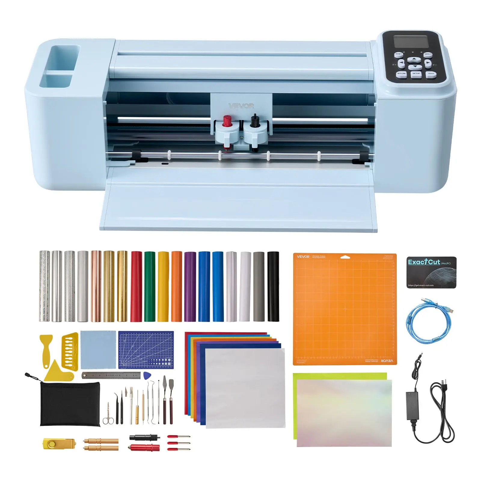 【DealsForYouDays】VEVOR Smart3 Vinyl Support Cutting Machine, 12 in, Button + Screen Control, Materials & Tool Kit, 20000+ Built-in Designs, Cross-Platform Multi-Mode Compatibility (Mac, Windows, Android, iOS) for Crafts, Built-In Tools