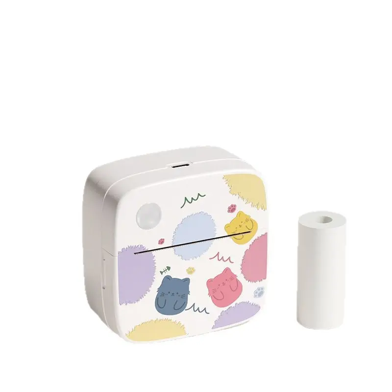 3-Colored Cat Mini Thermal Printer - Portable Bluetooth Inkless Sticker Printer, Pocket Photo & Label Maker for Journal, Home Organization